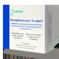 Кокарбоксилаза-Эллара, лиоф. д/р-ра для в/в и в/м введ. 50 мг №5 ампулы