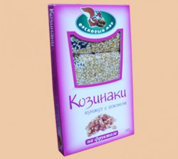 Козинаки, Ореховый мир 95 г с фруктозой кунжут с изюмом