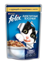 Консервы для кошек, Felix (Феликс) 85 г Аппетитные кусочки с курицей и томатами в желе