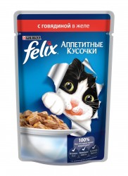 Консервы для кошек, Felix (Феликс) 85 г Аппетитные кусочки с говядиной в желе