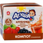 Компот, Агуша 200 г клубника яблоко черноплодная рябина