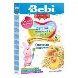 Каша молочная, Bebi (Беби) 250 г Премиум овсяная с персиком с 5 мес