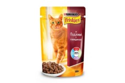 Консервы, Friskies (Фрискис) 100 г говядина с подливкой для взрослых кошек