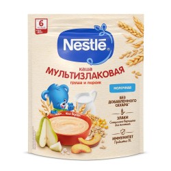 Каша молочная, Nestle (Нестле) 200 г мультизлаковая с грушей и персиком с 6 мес